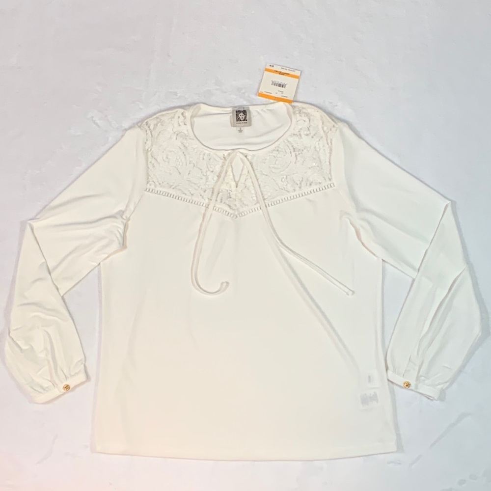 Anne Klein Womens Sz Small White Blouse